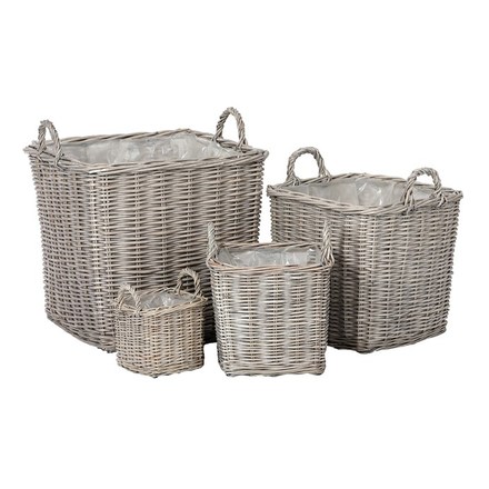 Koš proutěný Autronic Koš proutěný - obal na květiny, šedý, cena za sadu 4 ks (PRN2022 GREY) (1)