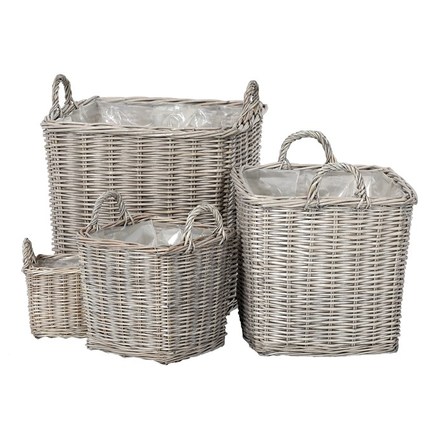 Koš proutěný Autronic Koš proutěný - obal na květiny, šedý, cena za sadu 4 ks (PRN2022 GREY) (2)