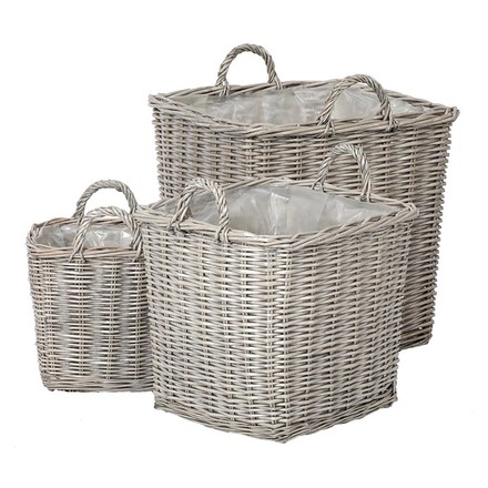 Koš proutěný Autronic Koš proutěný - obal na květiny, šedý, cena za sadu 4 ks (PRN2022 GREY) (3)