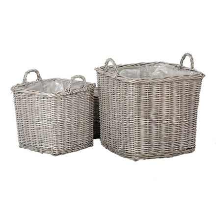 Koš proutěný Autronic Koš proutěný - obal na květiny, šedý, cena za sadu 4 ks (PRN2022 GREY) (4)