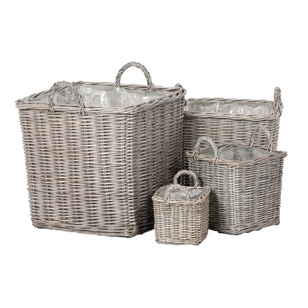 Koš proutěný Autronic Koš proutěný - obal na květiny, šedý, cena za sadu 4 ks (PRN2022 GREY) (6)