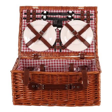 Koš piknikový Autronic Koš piknikový - s vybavením pro 4 osoby, proutěný, barva hnědá (PRN2019 BR) (1)