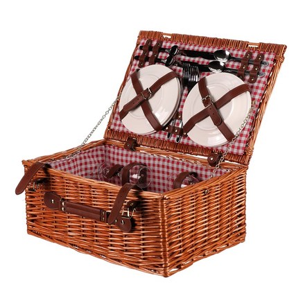 Koš piknikový Autronic Koš piknikový - s vybavením pro 4 osoby, proutěný, barva hnědá (PRN2019 BR) (2)