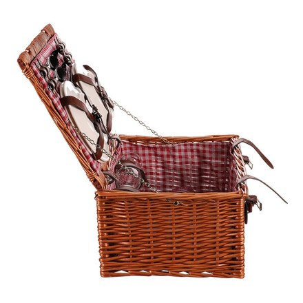 Koš piknikový Autronic Koš piknikový - s vybavením pro 4 osoby, proutěný, barva hnědá (PRN2019 BR) (5)