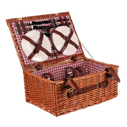 Koš piknikový Autronic Koš piknikový - s vybavením pro 4 osoby, proutěný, barva hnědá (PRN2019 BR) (6)