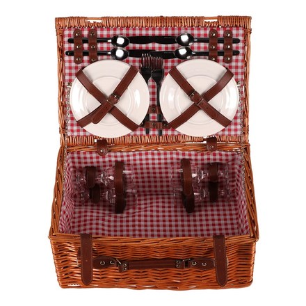 Koš piknikový Autronic Koš piknikový - s vybavením pro 4 osoby, proutěný, barva hnědá (PRN2019 BR) (7)