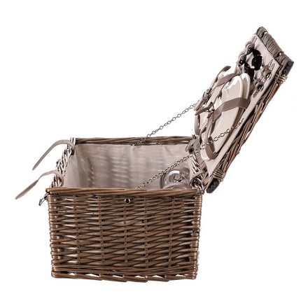 Koš piknikový Autronic Koš piknikový - s vybavením pro 4 osoby, proutěný, barva šedá (PRN2019 GREY) (3)