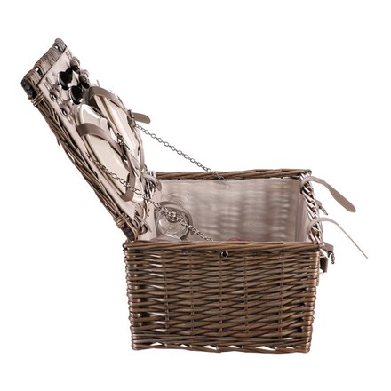 Koš piknikový Autronic Koš piknikový - s vybavením pro 4 osoby, proutěný, barva šedá (PRN2019 GREY) (5)