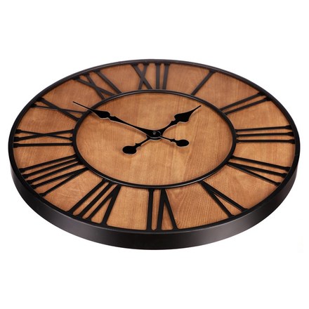 Nástěnné hodiny Autronic Hodiny nástěnné - pr. 60 cm, kov a MDF s jasanovou dýhou (FA23-020) (2)