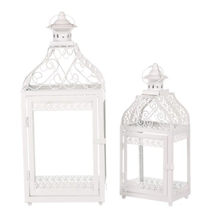 Lucerna Autronic Lucerna kovová - čtyřboká, bílá, cena za sadu 2 ks (JL313) (1)