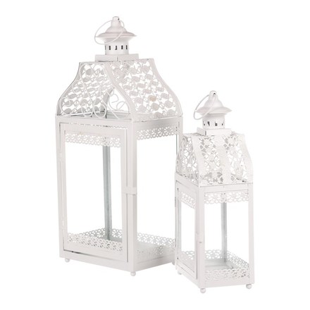 Lucerna Autronic Lucerna kovová - čtyřboká, bílá, cena za sadu 2 ks (JL313) (2)