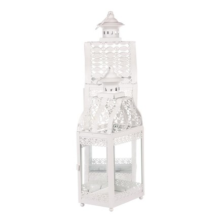 Lucerna Autronic Lucerna kovová - čtyřboká, bílá, cena za sadu 2 ks (JL313) (3)