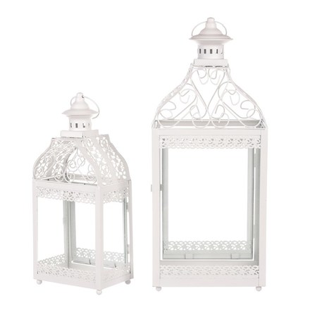 Lucerna Autronic Lucerna kovová - čtyřboká, bílá, cena za sadu 2 ks (JL313) (4)