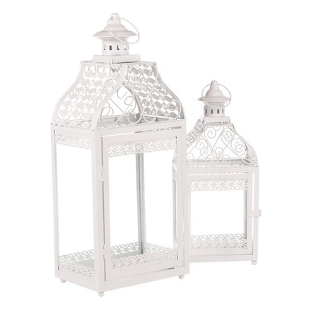 Lucerna Autronic Lucerna kovová - čtyřboká, bílá, cena za sadu 2 ks (JL313) (6)