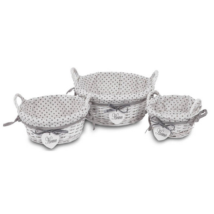 Košík Autronic Košík, proutěná dekorace s látkou, sada 3 kusů (PRT137)