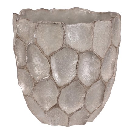 Obal na květiny Autronic Obal betonový - vzor buněk, vel. L, stříbrno-šedý (BMO3624-L) (5)