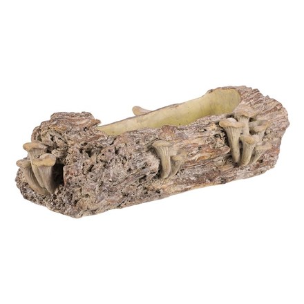 Obal na květiny Autronic Obal betonový - truhlík, dřevo s houbami, vel. M, hnědý (BMO3616-M)