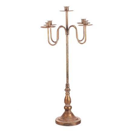 Svícen Autronic Svícen kovový - 5 ramen, na kónické svíčky, zlatý (FUP558) (3)