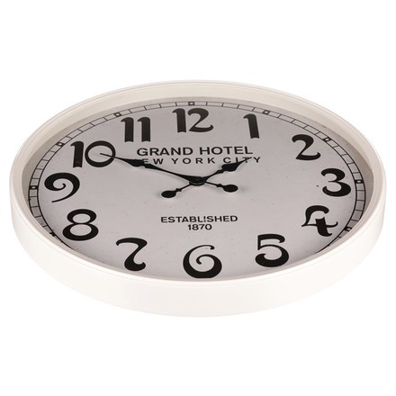 Nástěnné hodiny Autronic Hodiny nástěnné - pr. 60 cm, kov s patinou, bílé, grand hotel (HA1747) (2)