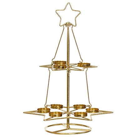 Svícen Autronic Kovový svícen ve tvaru stromku, barva zlatá. (UM0241)