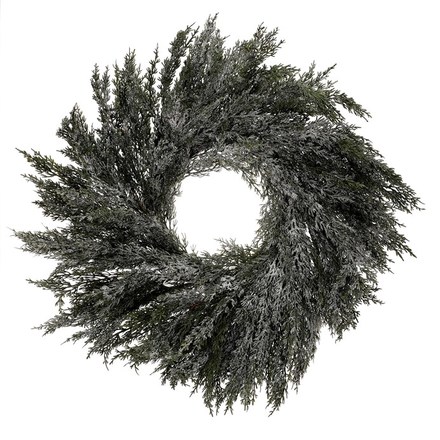Věnec Autronic Věnec z túje - umělý, pr. 70 cm, zelený, ojíněný (VED013)