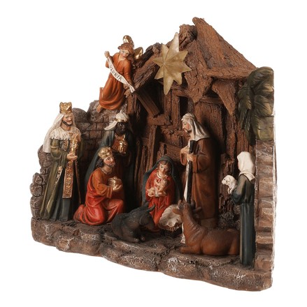 Betlém Autronic Betlém se třemi králi - polyresin, LED osvětlení, barva hnědá (ALA1670) (1)