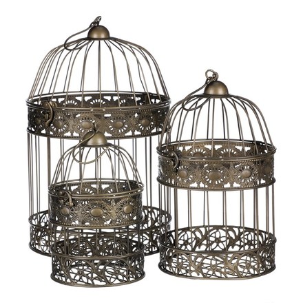 Dekorace Autronic Klec kovová - závěsná, barva měděná, cena za sadu 3 ks (UM0856 COP) (2)