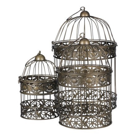 Dekorace Autronic Klec kovová - závěsná, barva měděná, cena za sadu 3 ks (UM0856 COP) (3)