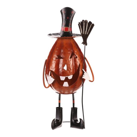 Dýně Autronic Dýně strašidelná na nohou - kovová dekorace, oranžová (KOC517)