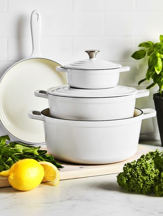 Sada nádobí CS Solingen CS-094805 litinová Xanten 7 ks bílá (2)