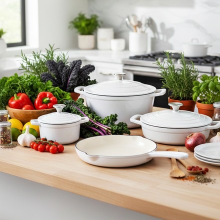 Sada nádobí CS Solingen CS-094805 litinová Xanten 7 ks bílá (3)