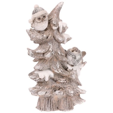 Dekorace Autronic Ptáčci na stromku - polyresin, barva béžová se třpytkami (AV4769)