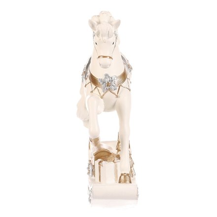 Dekorace Autronic Koník houpací - polyresin, s dárkem, krémovo-zlatý (AL1718-L) (2)