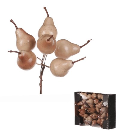 Dekorace Autronic Hrušky na drátku - béžové, cena za balení (36 ks) (PRA012 BEI) (1)