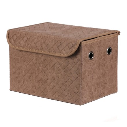 Koš regálový Autronic Koš regálový - látkový s víkem, hnědá barva (DT3012 BRN-M)