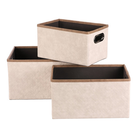 Koš regálový Autronic Koš regálový - látkový s uchy, krémový, cena za sadu 3 ks (DT3010 CRM)