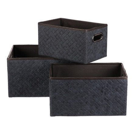 Koš regálový Autronic Koš regálový - látkový s uchy, modrý, cena za sadu 3 ks (DT3010 BLUE)