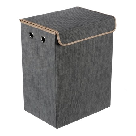 Koš látkový Autronic Koš látkový - skládací s víkem, vysoký, šedý (DT3004 GREY) (5)