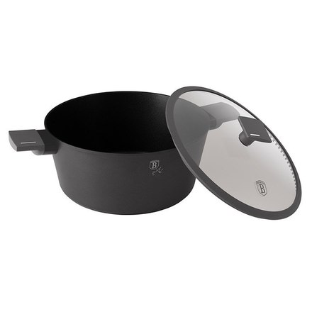 Kastrol s titanovým povrchem a poklicí Berlingerhaus BH-8132 28 cm Antracit Collection (1)