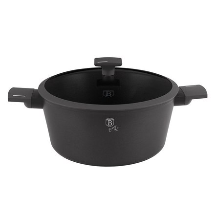 Kastrol s titanovým povrchem a poklicí Berlingerhaus BH-8132 28 cm Antracit Collection (3)