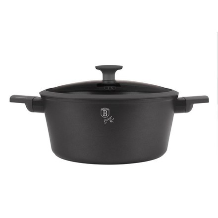 Kastrol s titanovým povrchem a poklicí Berlingerhaus BH-8132 28 cm Antracit Collection (5)