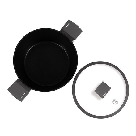 Kastrol s titanovým povrchem a poklicí Berlingerhaus BH-8132 28 cm Antracit Collection (6)