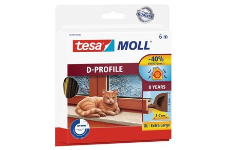 Těsnění do oken a dveří Tesa 148651 Těsnění do oken a dveří guma "D", 9 x 7 mm x 6 m, hnědé