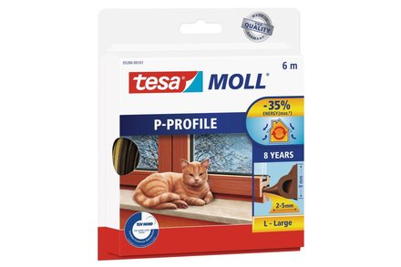 Těsnění do oken a dveří Tesa 148591 Těsnění do oken a dveří guma "P", 9 x 5,5 mm x 6 m, hnědé