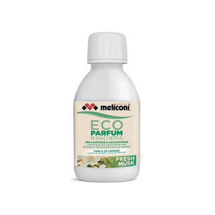 Koncentrát do pračky Meliconi 621032, ECO parfém fresh musk, do praček a sušiček, až 35 cyklů, 250 ml, Made in Italy
