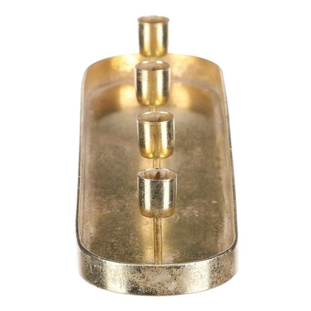 Svícen Autronic UM1033 GOLD Svícen kovový - na 4 konické svíčky,oválný, zlatý (3)