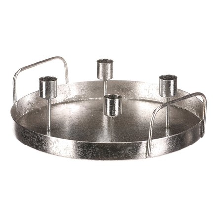 Svícen Autronic UM1036 SIL Svícen kovový - na 4 konické svíčky,kruhový,stříbrný (2)