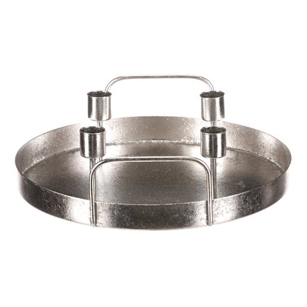 Svícen Autronic UM1036 SIL Svícen kovový - na 4 konické svíčky,kruhový,stříbrný (5)