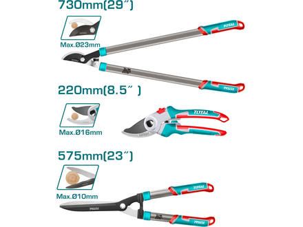 Zahradnické nůžky Total THT1576033 Nůžky zahradnické, sada 3ks, industrial (1)