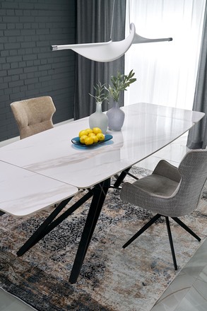 Moderní jídelní stůl s rozkladem Halmar ALFREDO stůl rozkládací, bílý mramor černý (2p=1szt) (8)